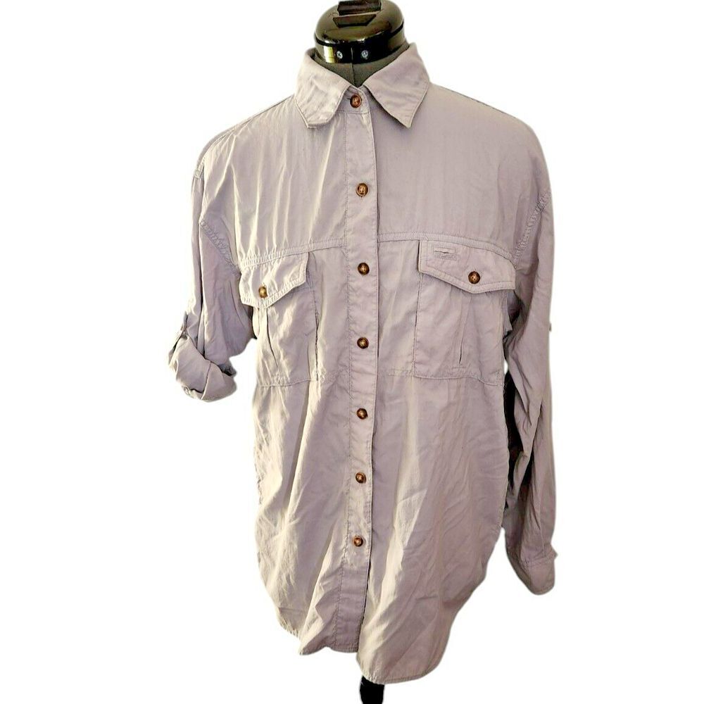 The North Face Womens Lavender Utility Hiking Shirt Roll Tab Sleeve‎ XL